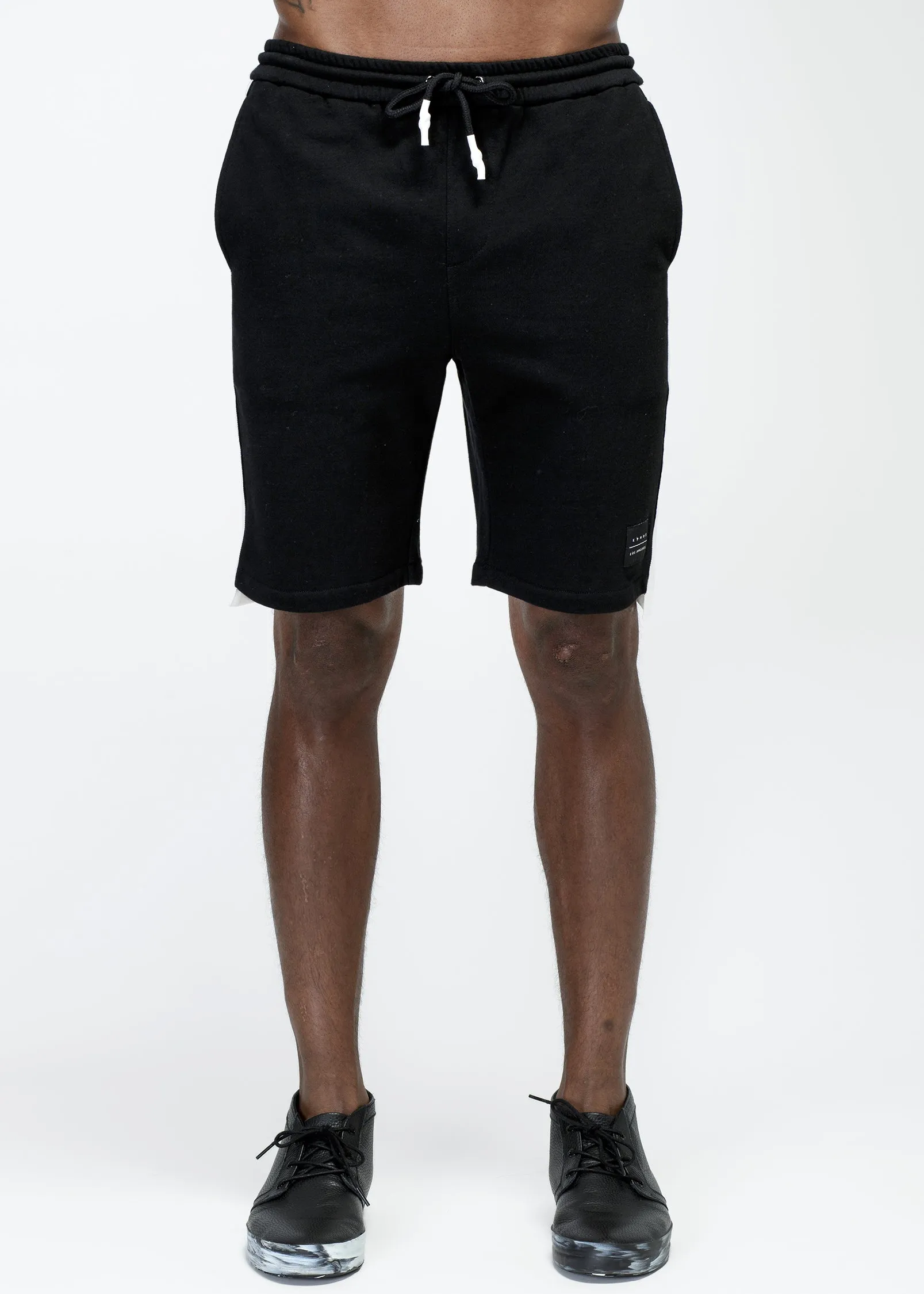 Konus Men's Sweat Shorts w/ White Tape on Side in Black