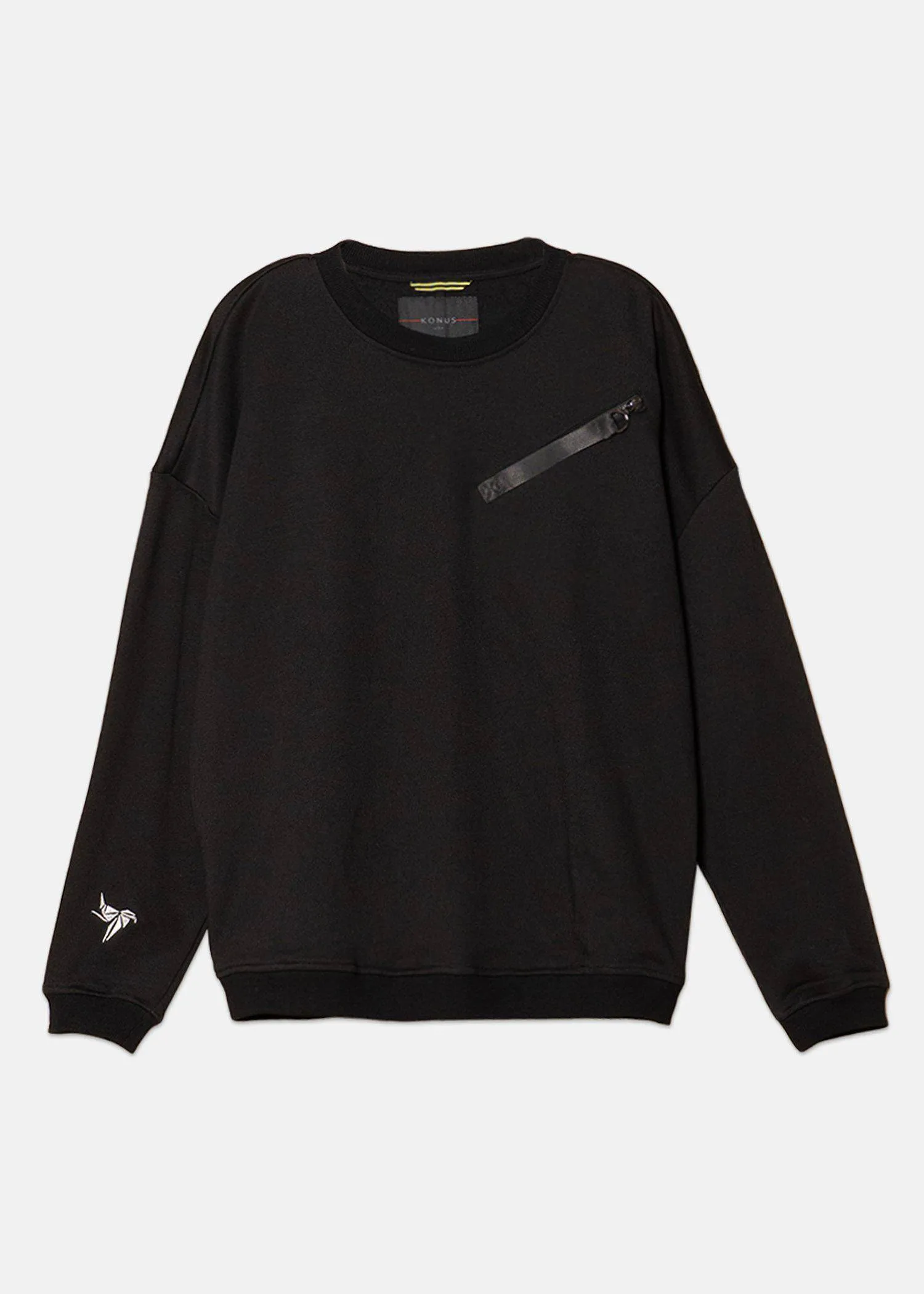 Konus Men's Zipper Chest Pocket Sweatshirt in Black