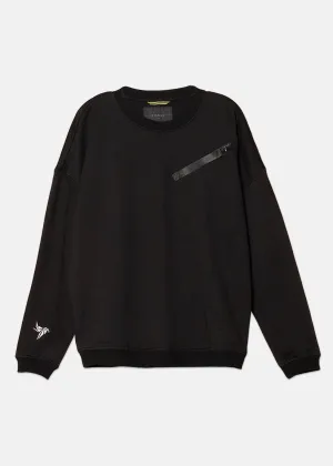 Konus Men's Zipper Chest Pocket Sweatshirt in Black