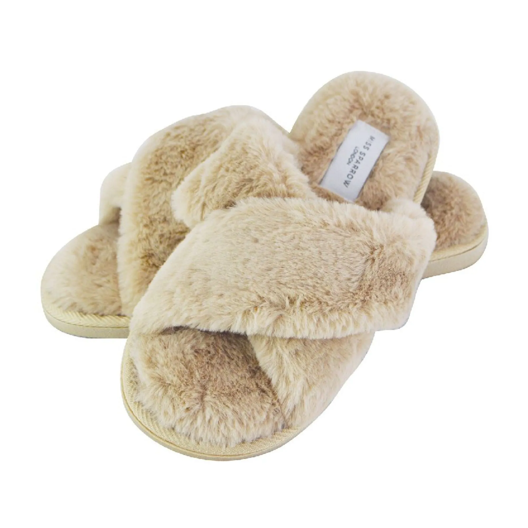 Ladies Novelty Bedroom House Open Toe Slippers with Back (3 Sizes)