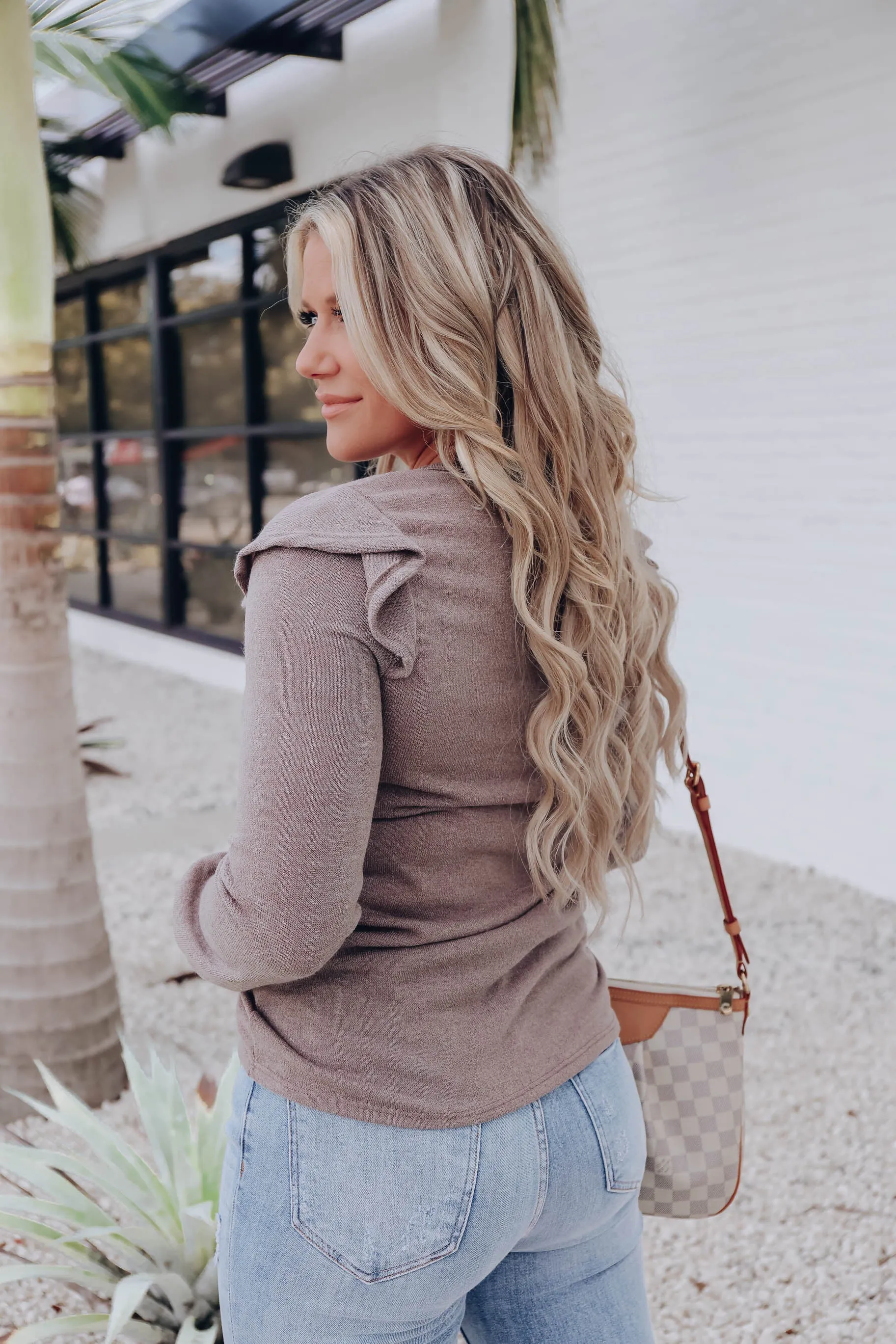 Landyn Ruched Drawstring Sweater - Mocha