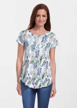 Leah Leaves (16258) ~ Short Sleeve Scoop Neck Flowy Tunic
