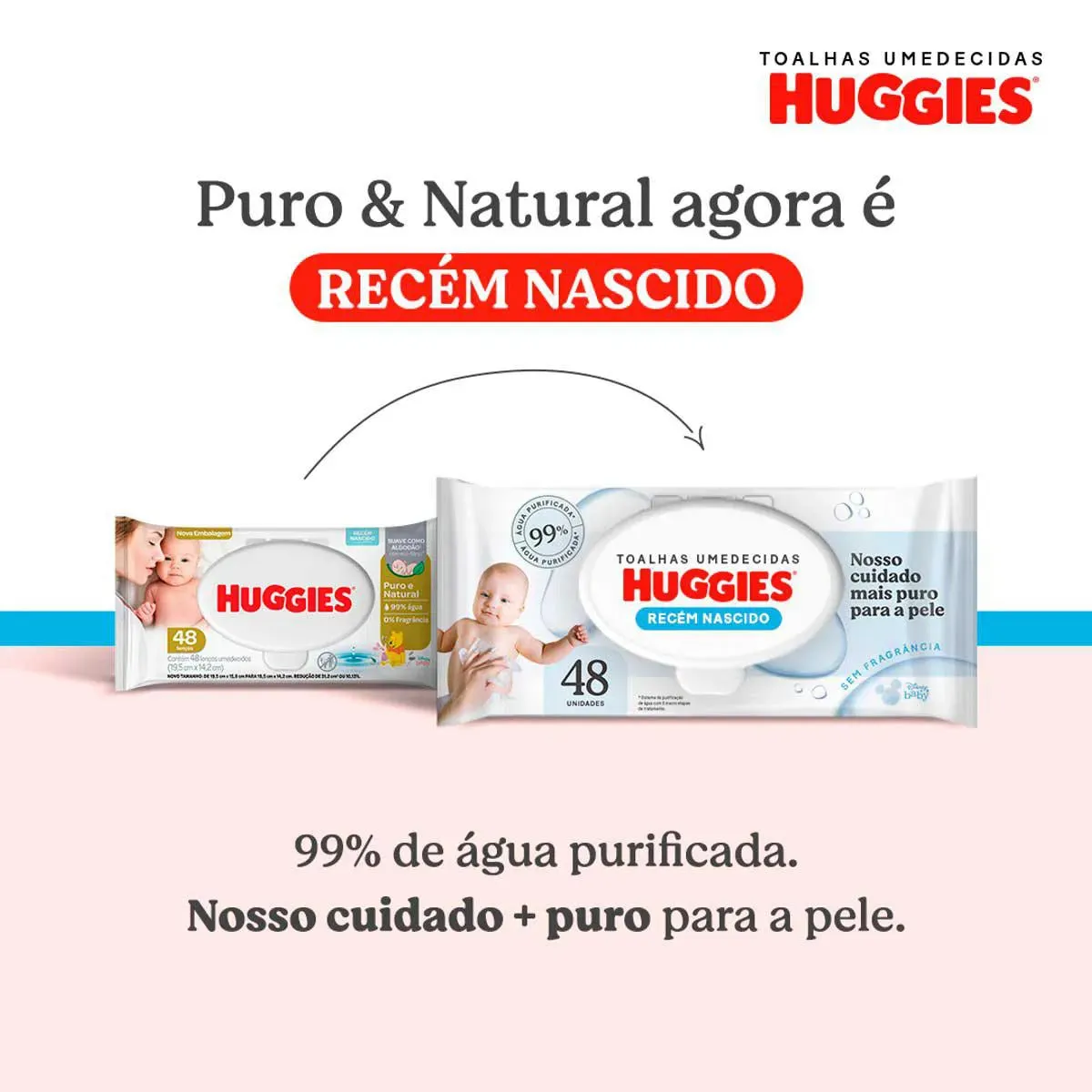 Lenço Umedecido Huggies  Puro e Natural  48 Unidades