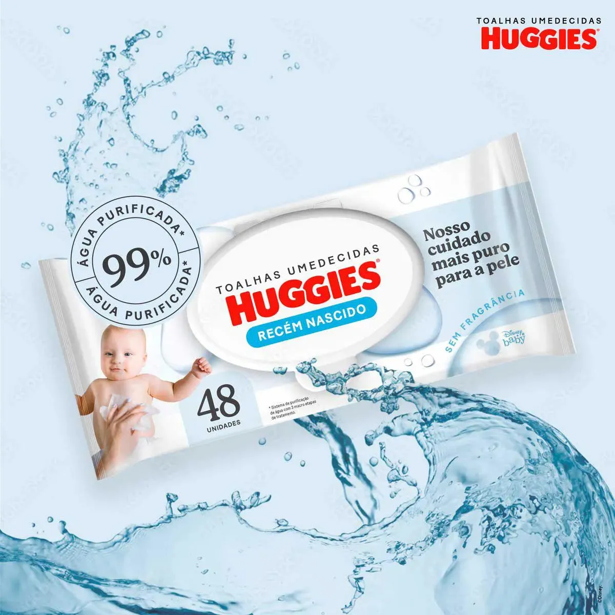 Lenço Umedecido Huggies  Puro e Natural  48 Unidades