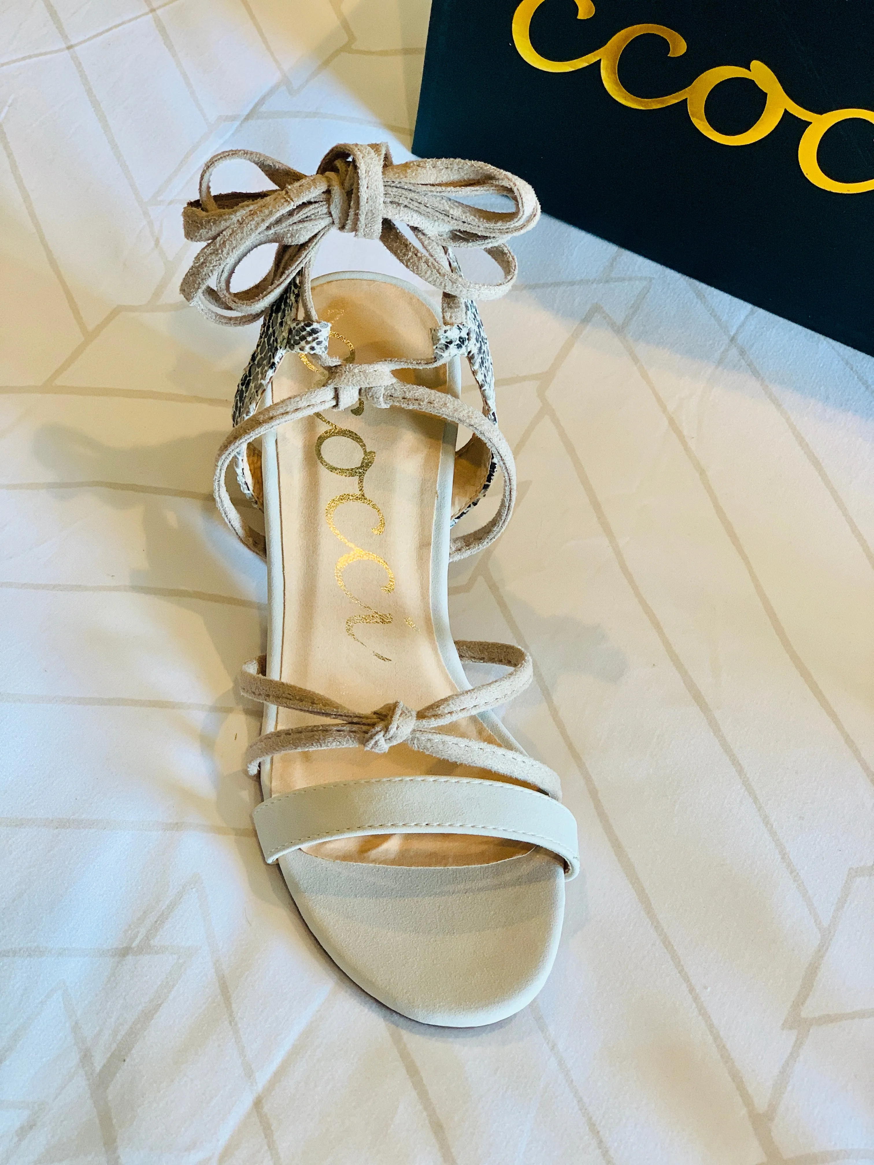 Lotus Heel - Beige Snake