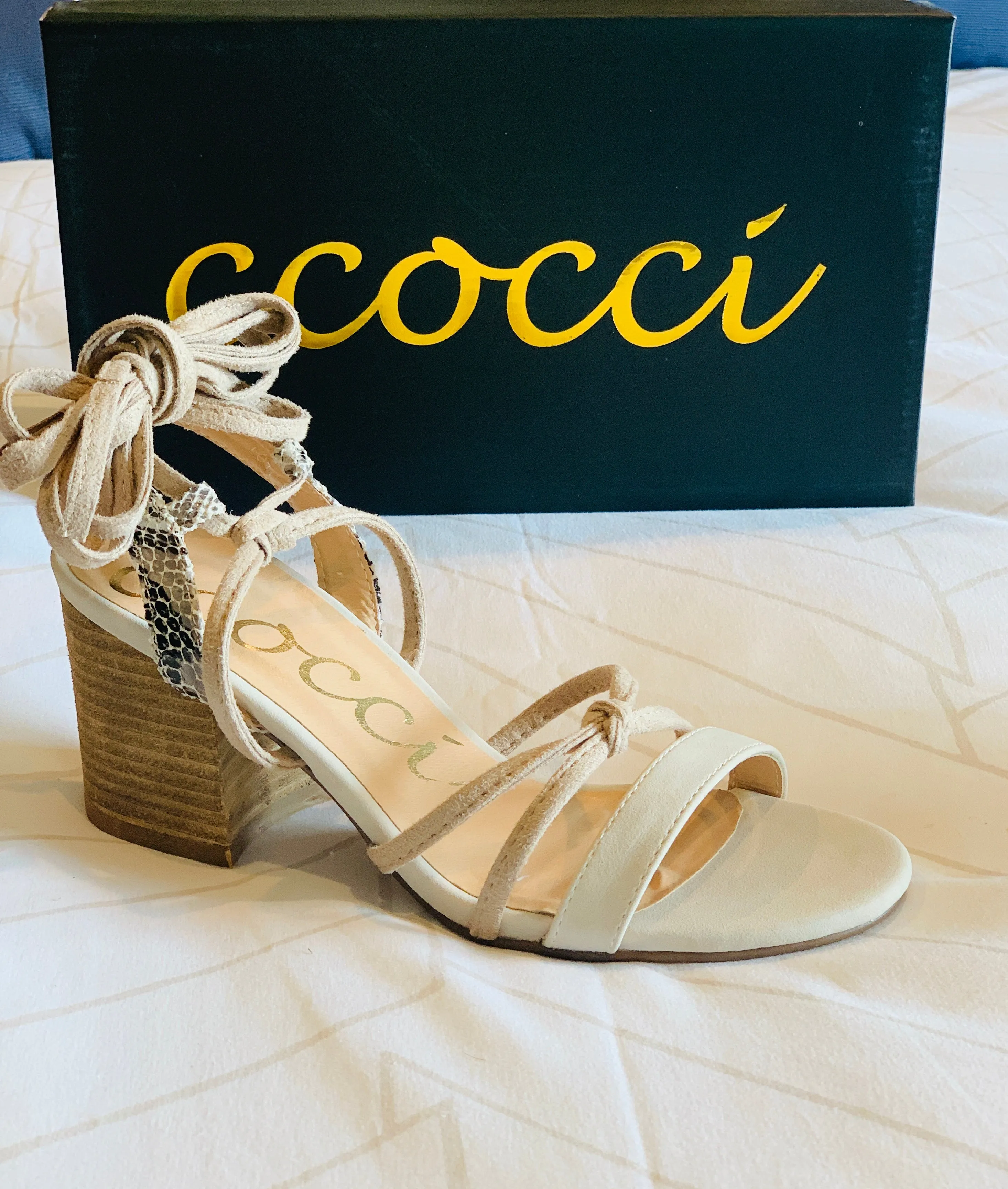 Lotus Heel - Beige Snake