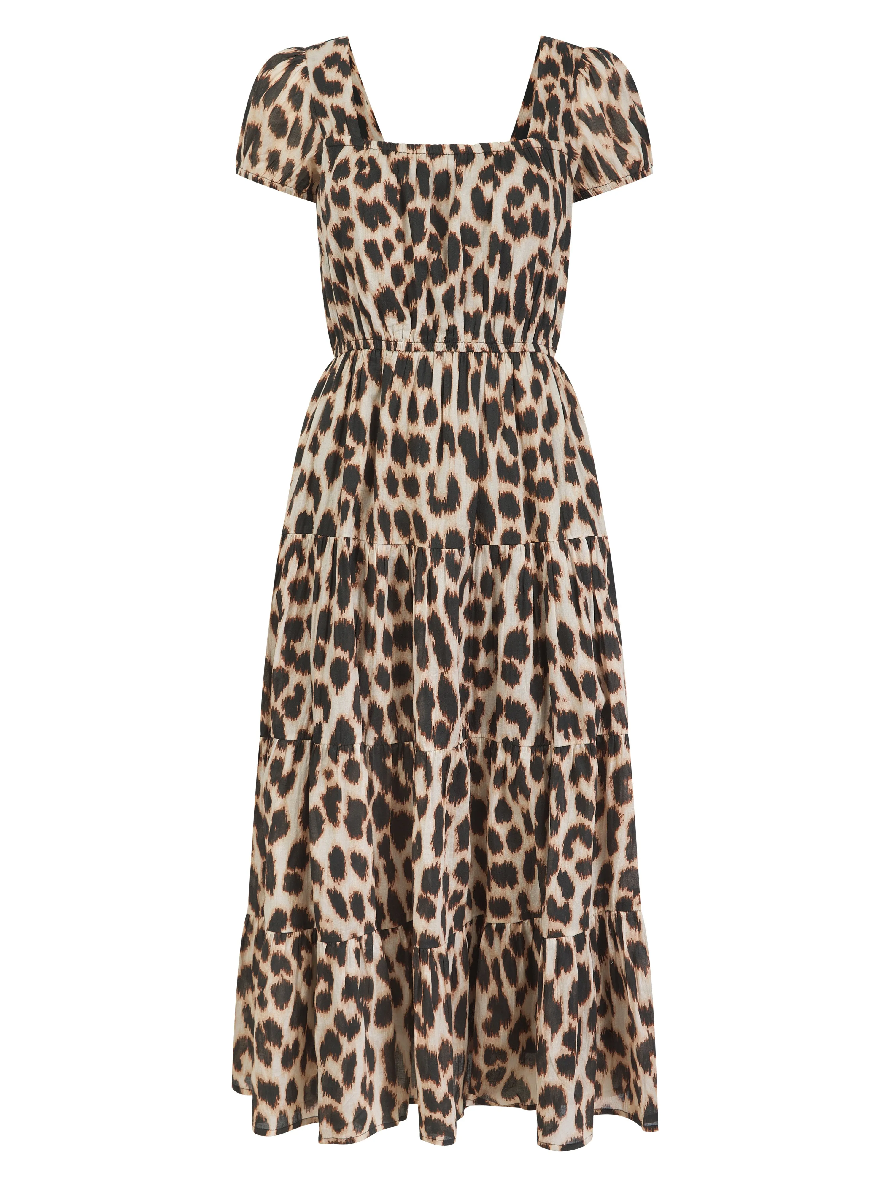 Martha Tiered Dress - Leopard