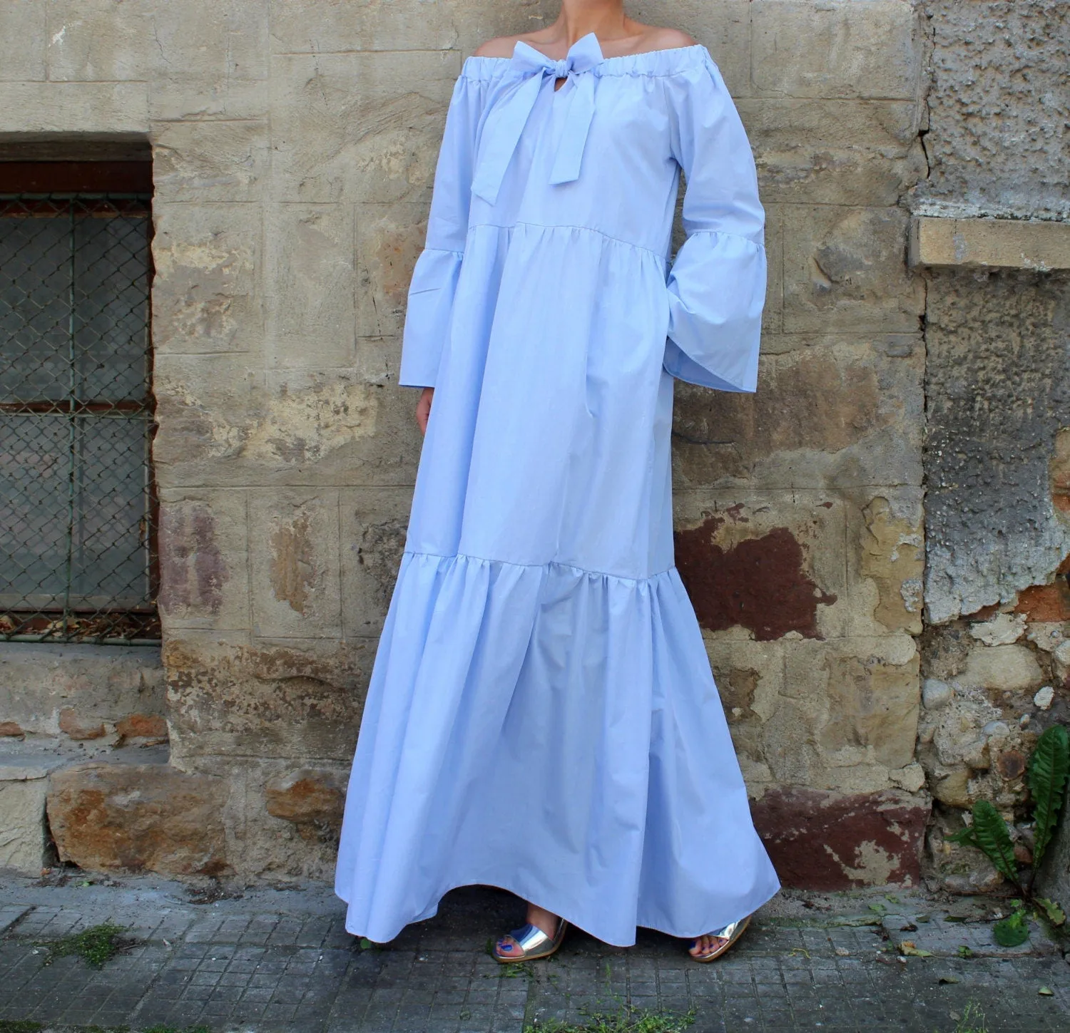 Maxi Dress, Blue Maxi Dress, Boho Maxi Dress, Summer Maxi Dress, Plus size Maxi Dress, Long Cotton Maxi Dress