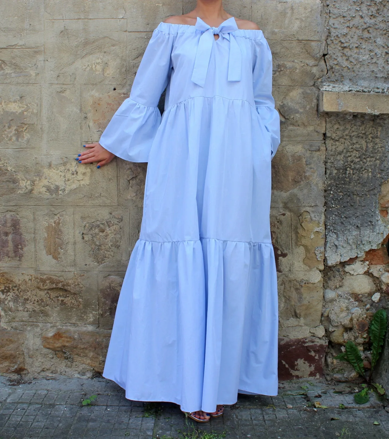 Maxi Dress, Blue Maxi Dress, Boho Maxi Dress, Summer Maxi Dress, Plus size Maxi Dress, Long Cotton Maxi Dress
