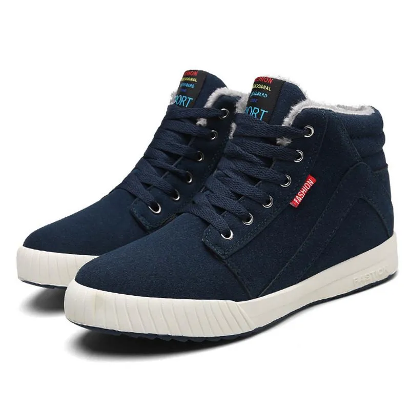 Men Ankle Boots Flock Shoes Fur Boots Winter Cotton Shoes Booties Anti-Skid Flat Platform Snow Boots