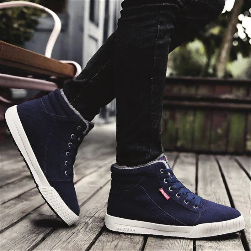Men Ankle Boots Flock Shoes Fur Boots Winter Cotton Shoes Booties Anti-Skid Flat Platform Snow Boots