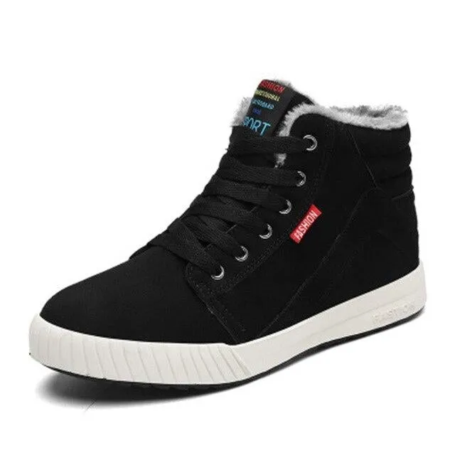 Men Ankle Boots Flock Shoes Fur Boots Winter Cotton Shoes Booties Anti-Skid Flat Platform Snow Boots