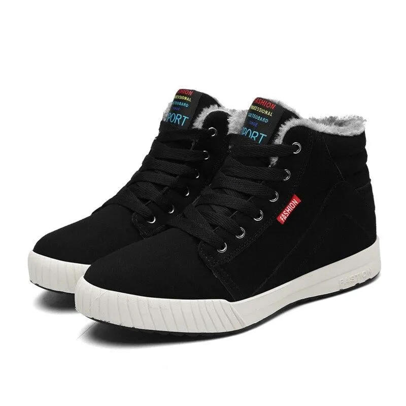 Men Ankle Boots Flock Shoes Fur Boots Winter Cotton Shoes Booties Anti-Skid Flat Platform Snow Boots
