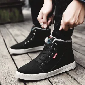 Men Ankle Boots Flock Shoes Fur Boots Winter Cotton Shoes Booties Anti-Skid Flat Platform Snow Boots
