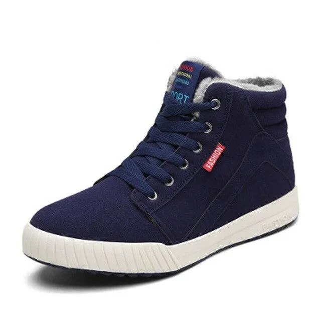 Men Ankle Boots Flock Shoes Fur Boots Winter Cotton Shoes Booties Anti-Skid Flat Platform Snow Boots