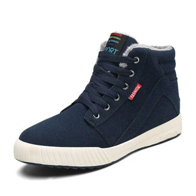 Men Ankle Boots Flock Shoes Fur Boots Winter Cotton Shoes Booties Anti-Skid Flat Platform Snow Boots