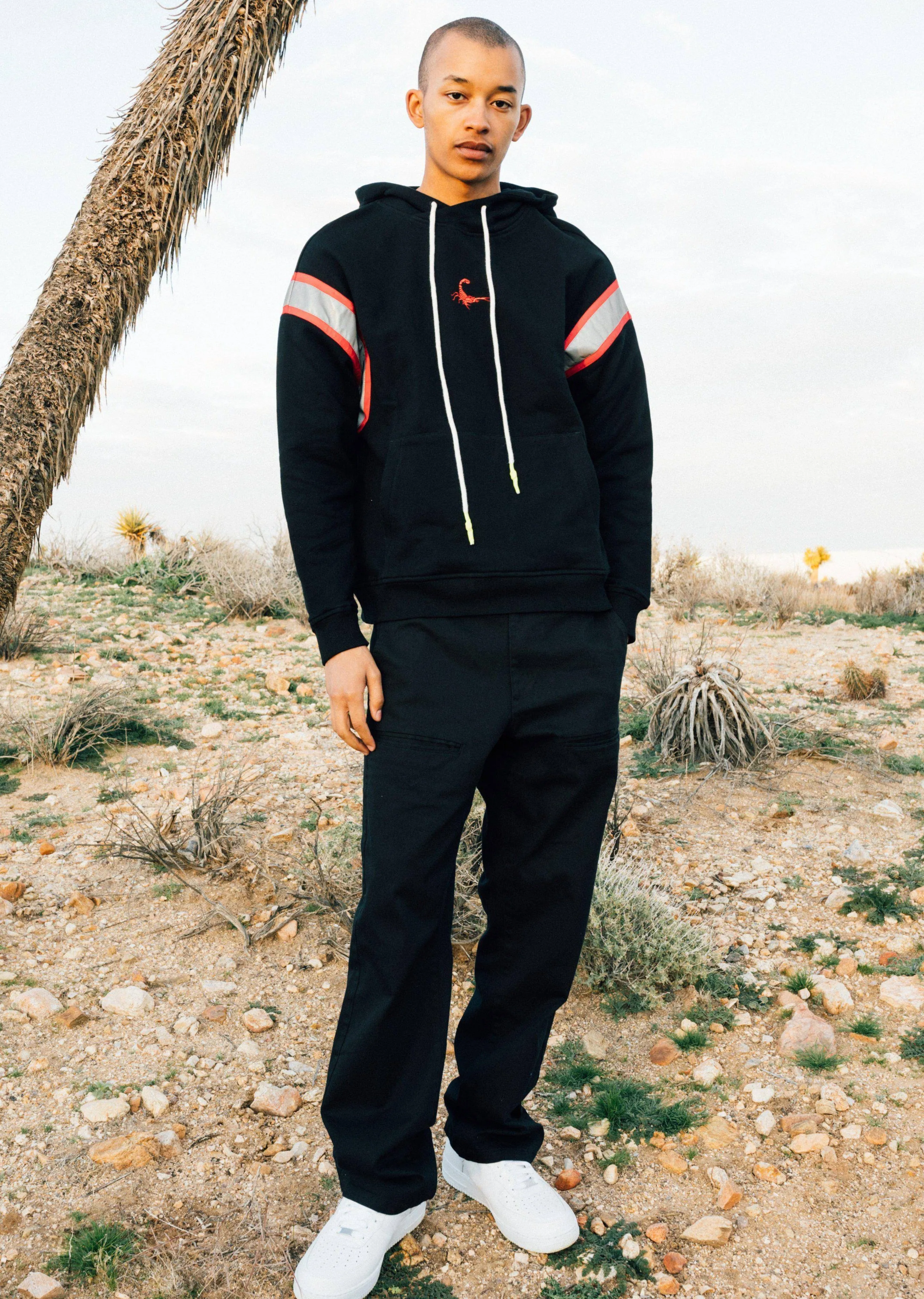 Men's Reflective Pullover Scorpion Hoodie in Black