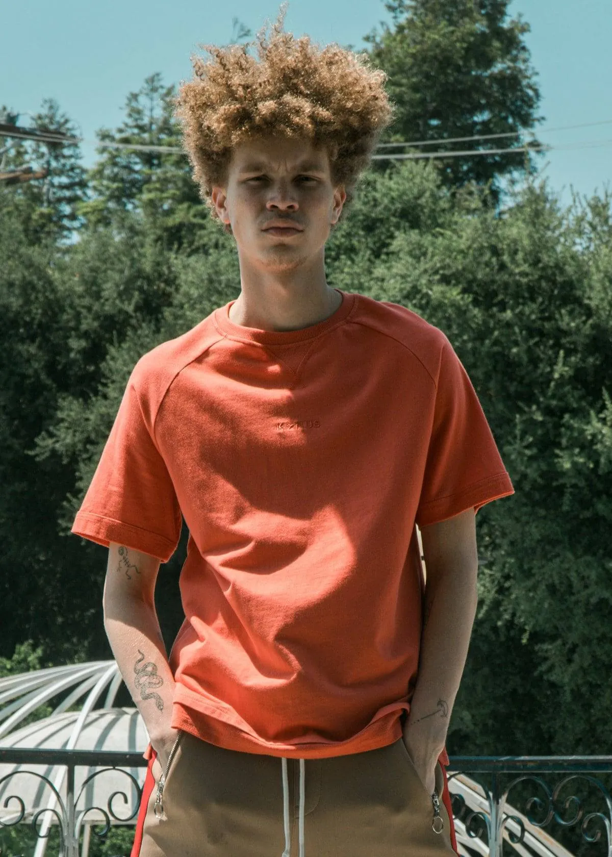 Men's Short Sleeve Raglan Crewneck Tee in Red