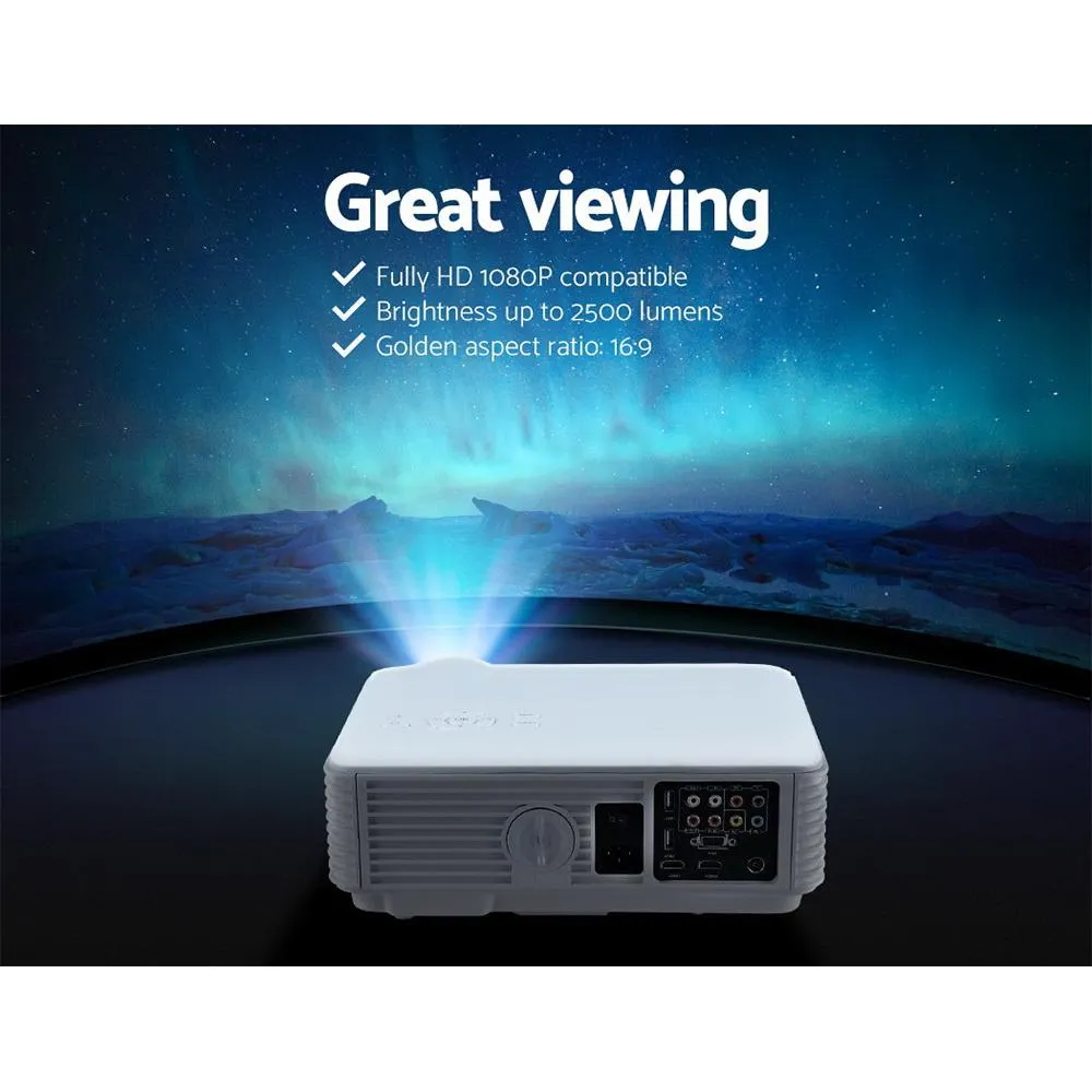 Mini Video Projector Portable HD 1080P 2500 Lumens Home Theater USB VGA