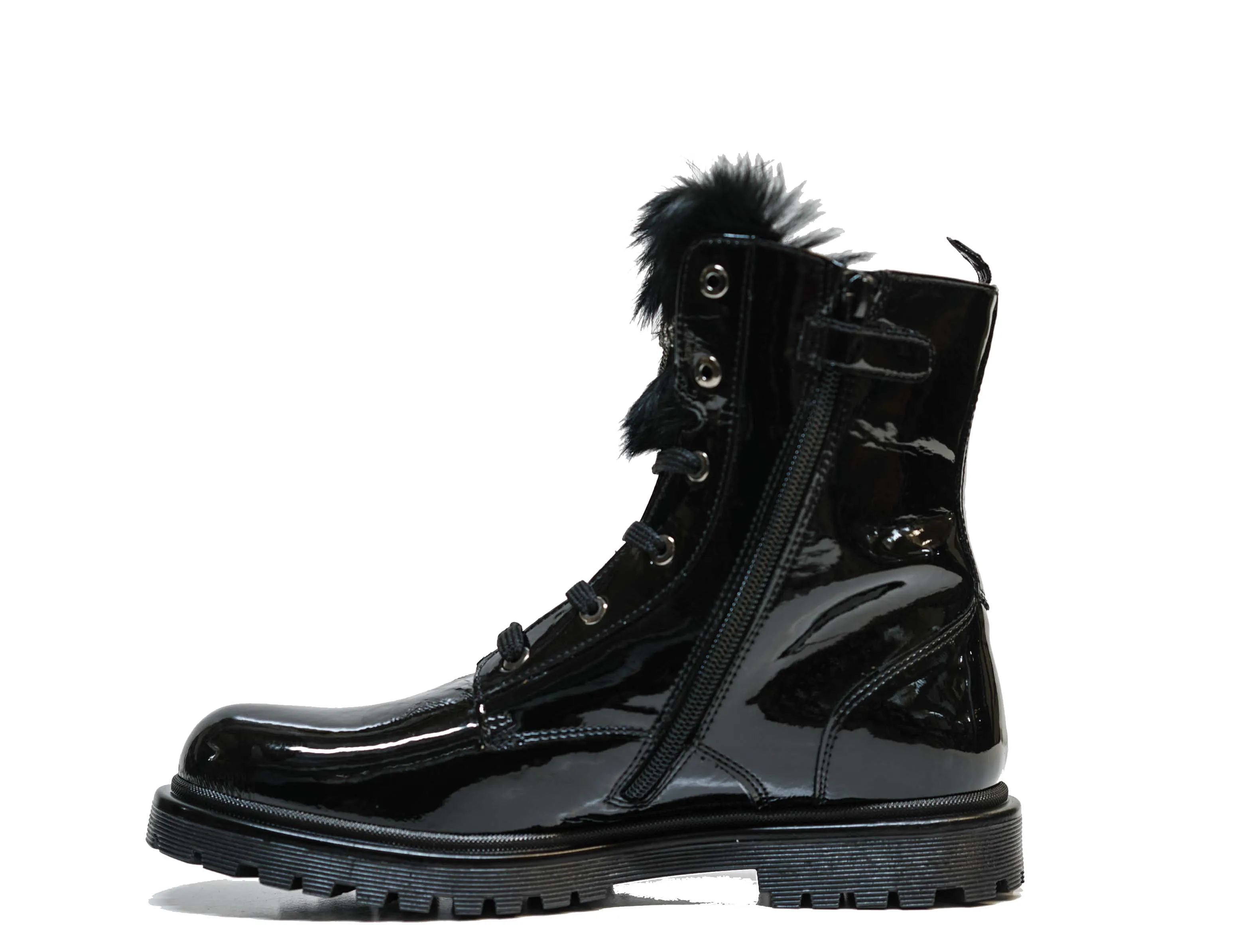 Morelli Women's Black Patent Lace Up Boot 50604