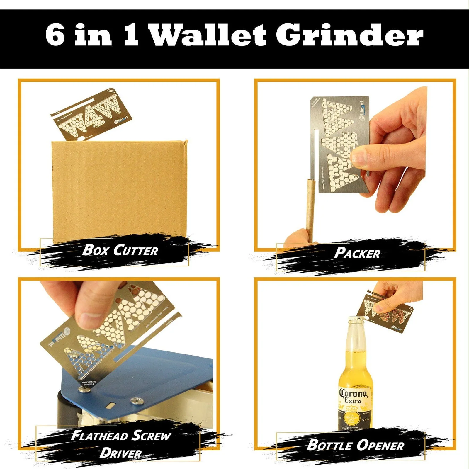 MultiTool Herb Grinder Bottle opener, Screw Driver, Carton Helper