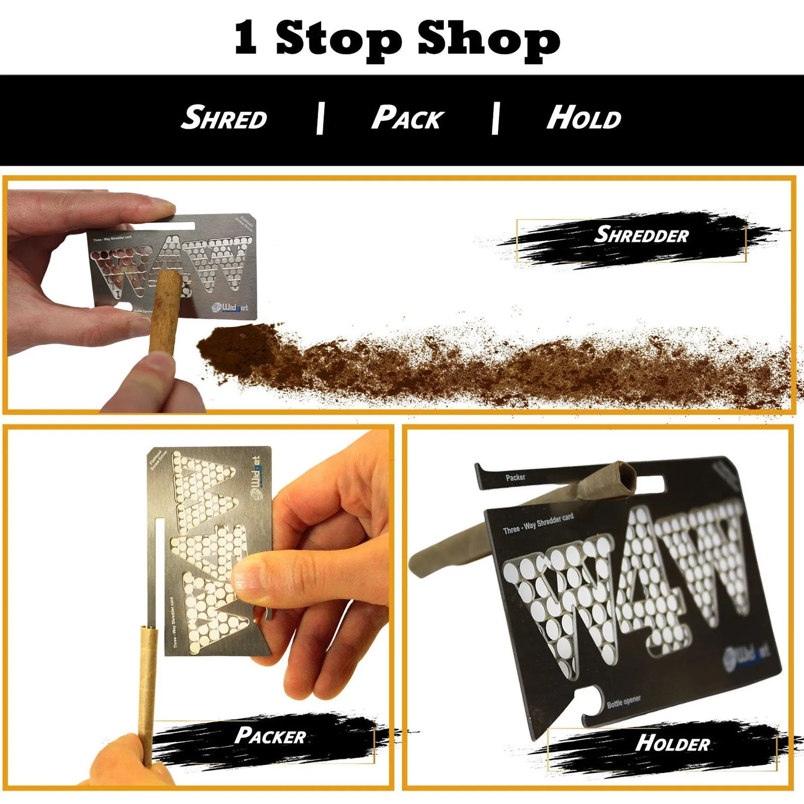 MultiTool Herb Grinder Bottle opener, Screw Driver, Carton Helper