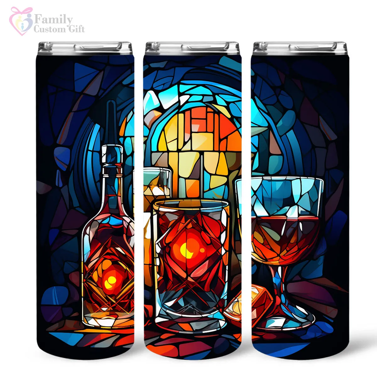 Mysterious Rum In Stained Glass 20oz Skinny Tumbler, Rum Lover, Alcohol Tumbler, Vibrant Tumbler, Trending Tumbler