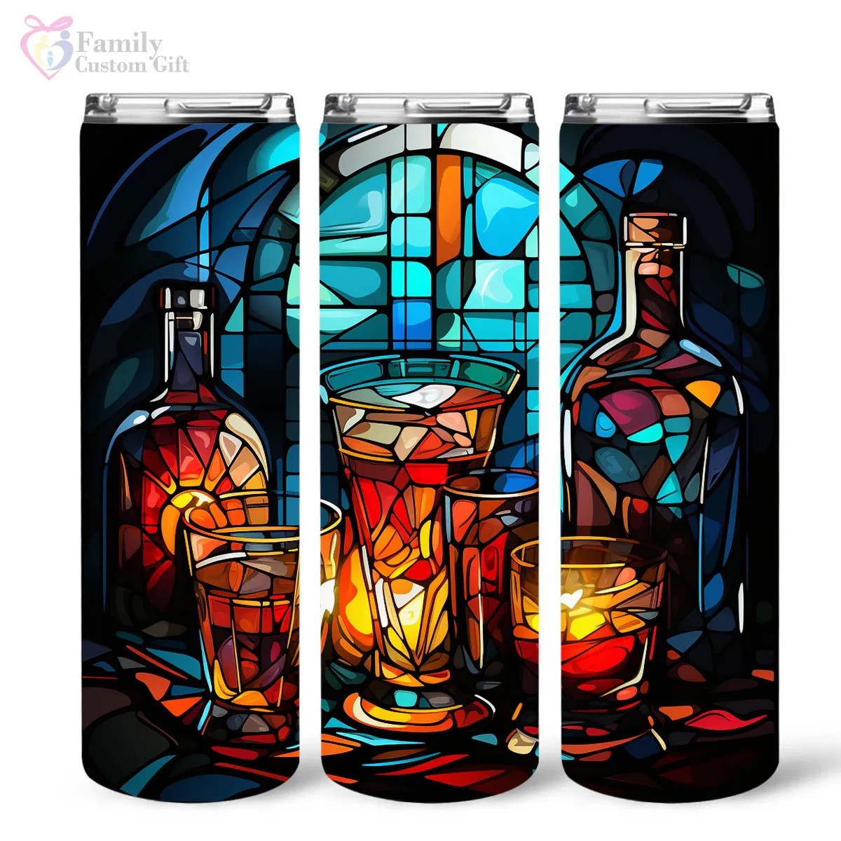 Mysterious Rum In Stained Glass 20oz Skinny Tumbler, Rum Lover, Alcohol Tumbler, Vibrant Tumbler, Trending Tumbler