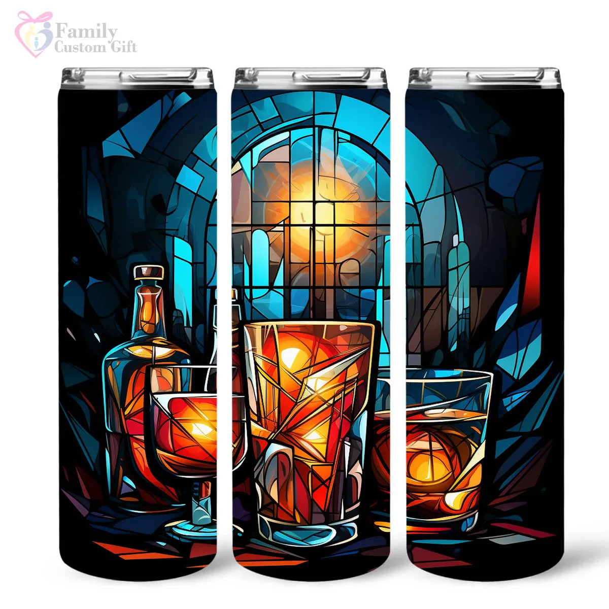 Mysterious Rum In Stained Glass 20oz Skinny Tumbler, Rum Lover, Alcohol Tumbler, Vibrant Tumbler, Trending Tumbler