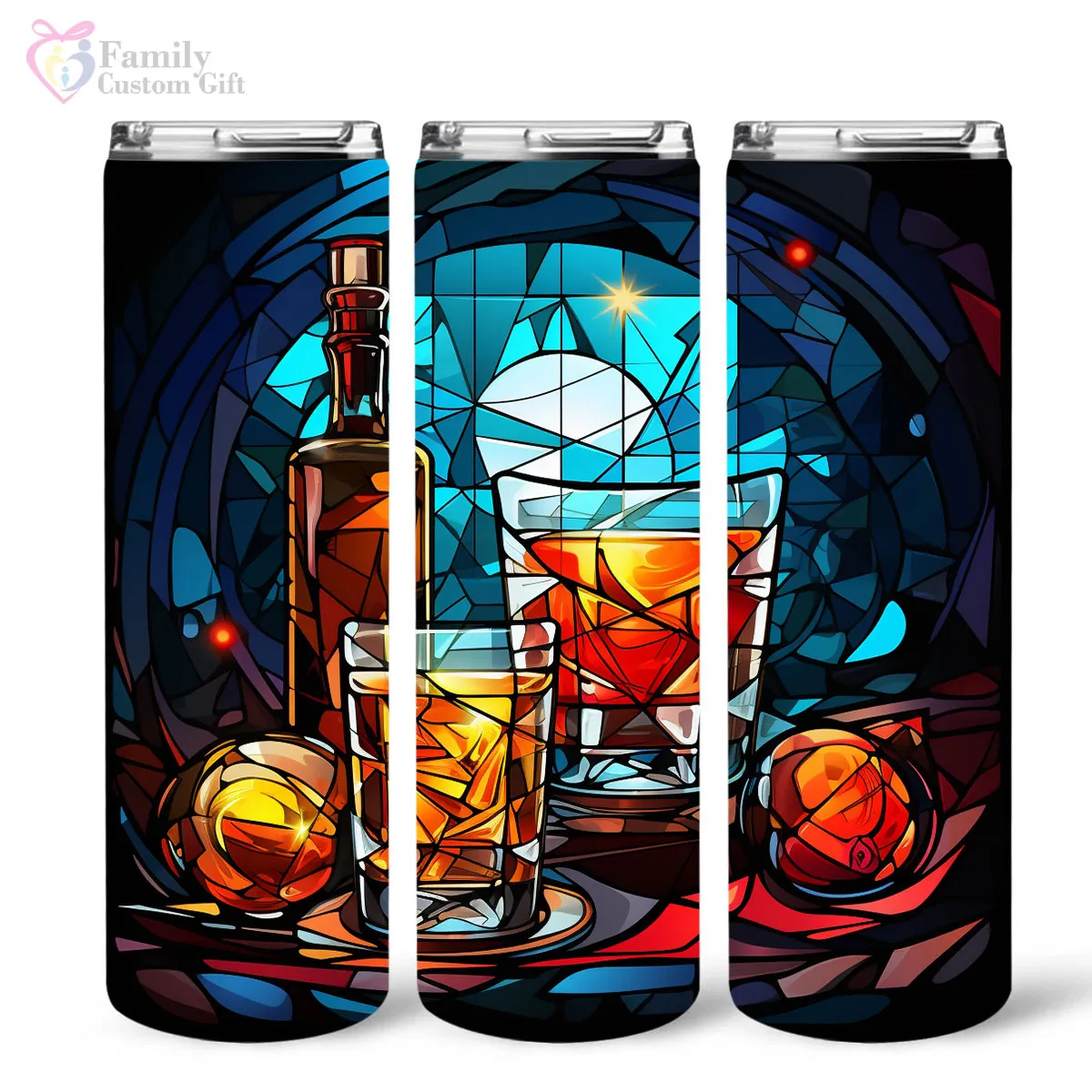 Mysterious Rum In Stained Glass 20oz Skinny Tumbler, Rum Lover, Alcohol Tumbler, Vibrant Tumbler, Trending Tumbler