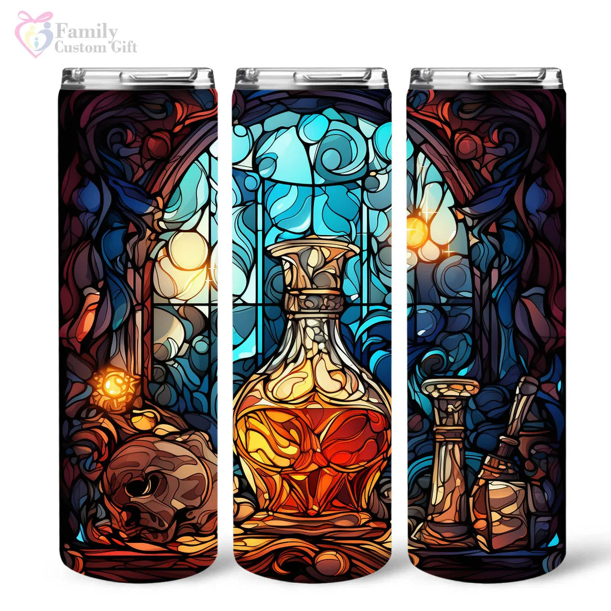 Mysterious Rum In Stained Glass 20oz Skinny Tumbler, Rum Lover, Alcohol Tumbler, Vibrant Tumbler, Trending Tumbler