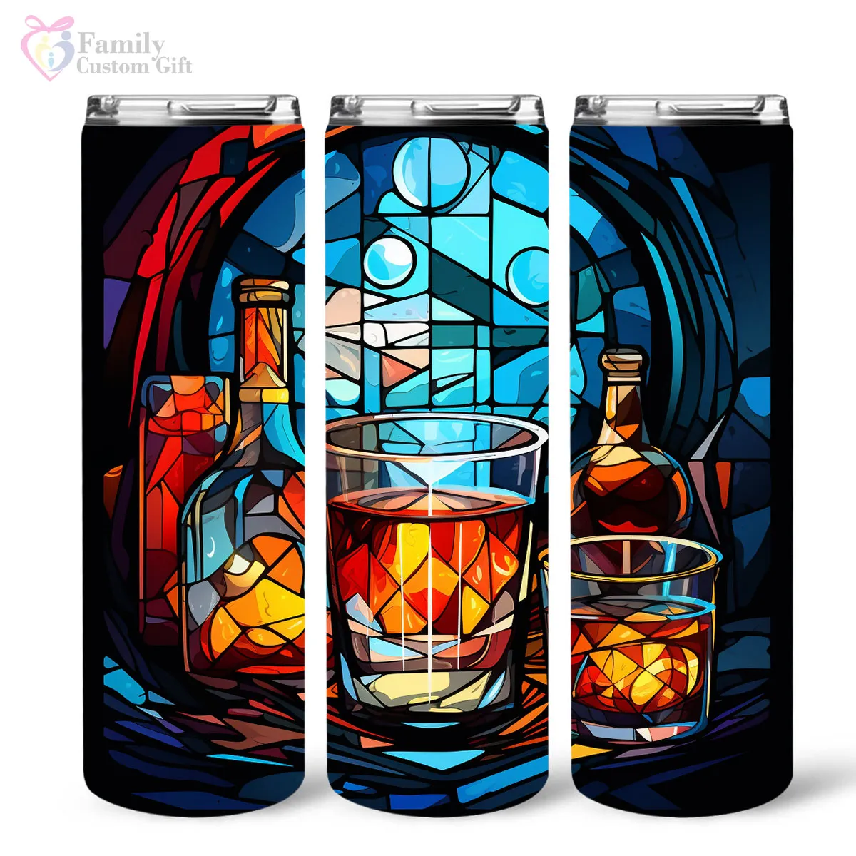 Mysterious Rum In Stained Glass 20oz Skinny Tumbler, Rum Lover, Alcohol Tumbler, Vibrant Tumbler, Trending Tumbler