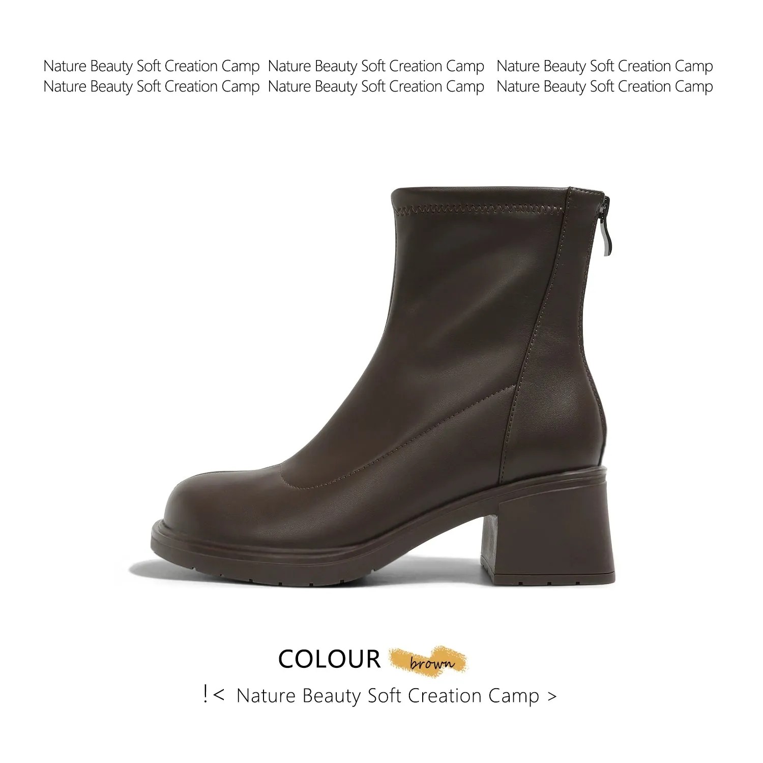 Natural Roll Skinny Stretch Boots Women's 2023 Winter New Women Boots Retro French Skinny Boots Work Clothing Ankle Boots