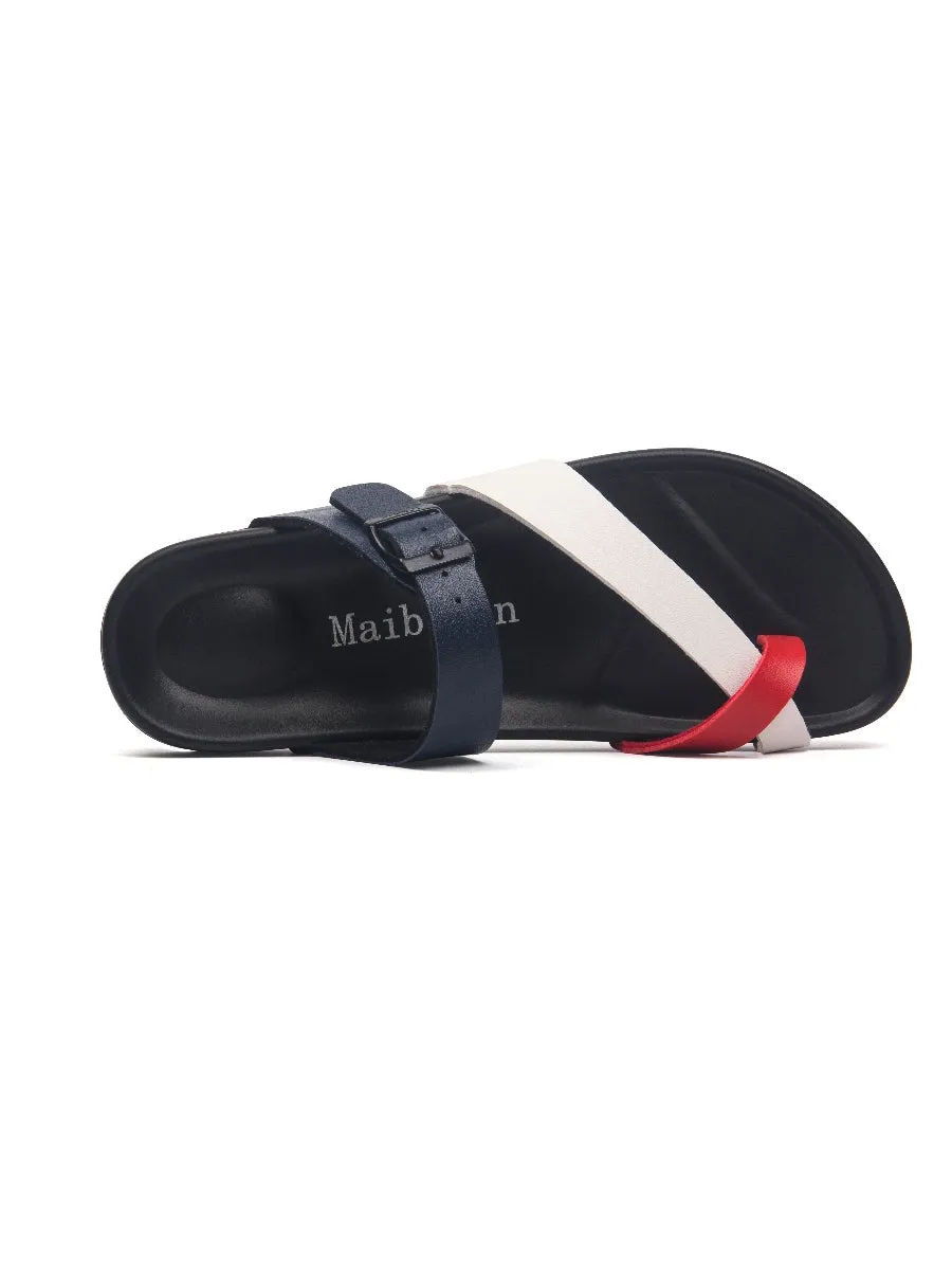 Navy Red Footbed Sandal