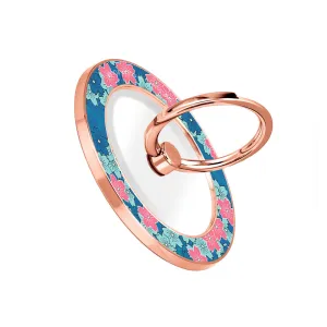 Navy Sakura Wave - Rose Gold MagSafe Phone Grip and Ring Holder Stand