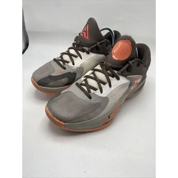 Nike Zoom Freak 4 Men Size 9.5 Gray Orange Letter Bros Basketball Shoes 3740