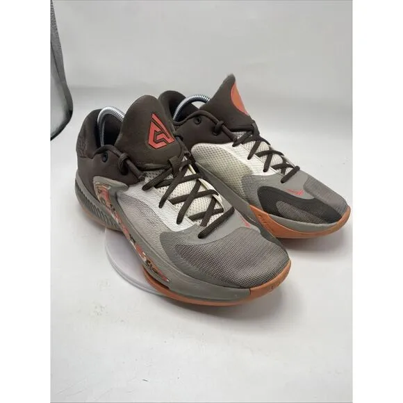 Nike Zoom Freak 4 Men Size 9.5 Gray Orange Letter Bros Basketball Shoes 3740