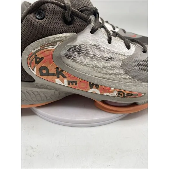 Nike Zoom Freak 4 Men Size 9.5 Gray Orange Letter Bros Basketball Shoes 3740
