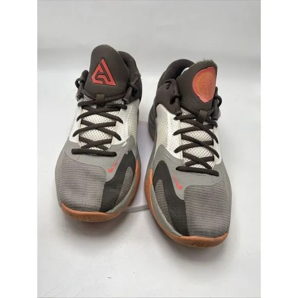 Nike Zoom Freak 4 Men Size 9.5 Gray Orange Letter Bros Basketball Shoes 3740
