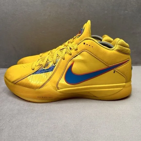Nike Zoom KD 3 Mens Size 10.5 Basketball Shoes Vibrant Yellow Blue Christmas