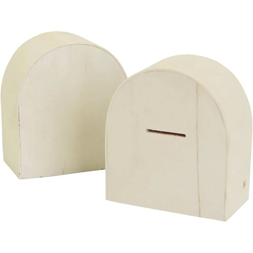 Oval Slim Wooden Money Box 10 X9 Cm Cash, Coins, Jewelry