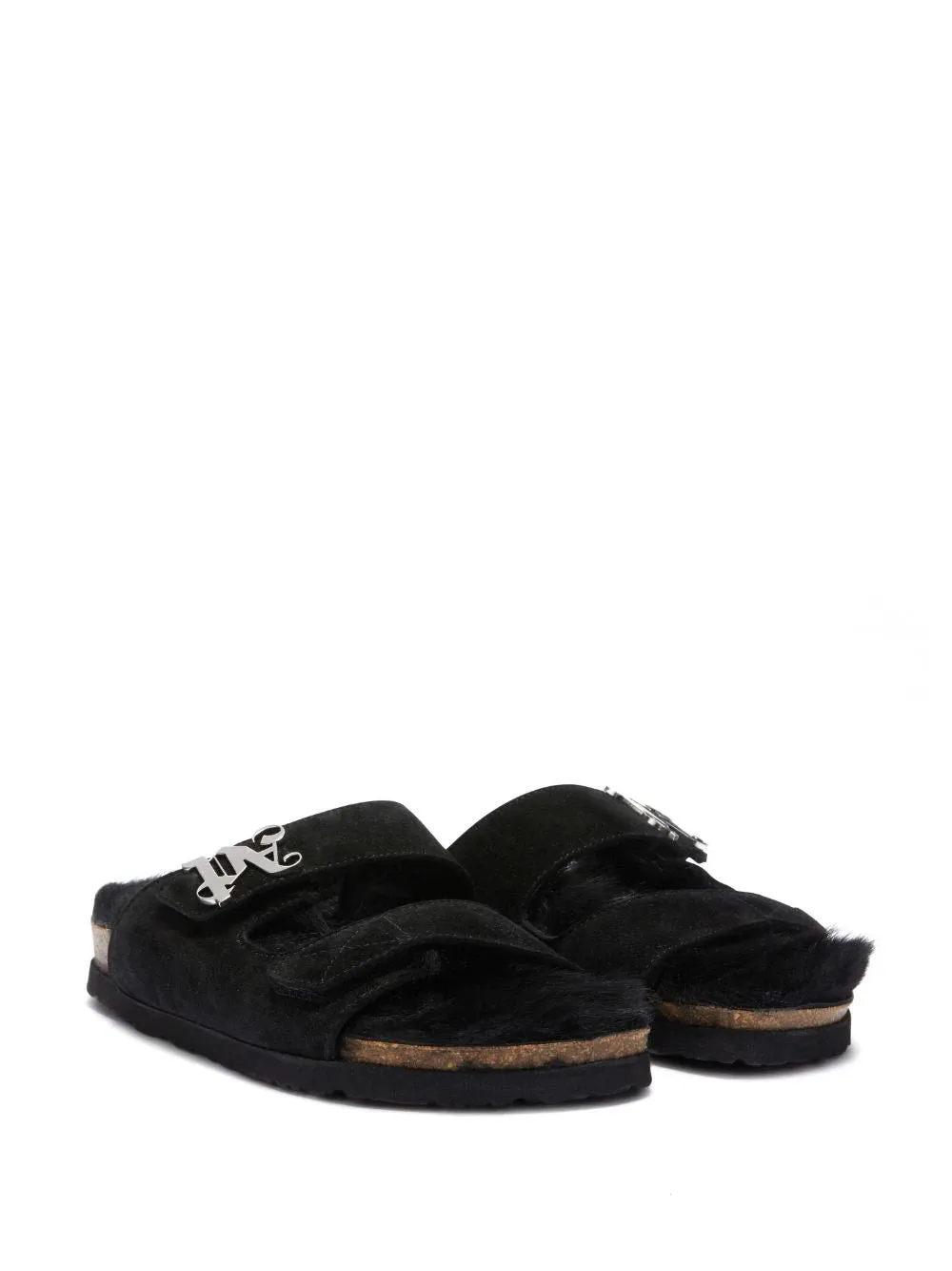 PALM ANGELS Comfy Open Toe Slippers Black/Black
