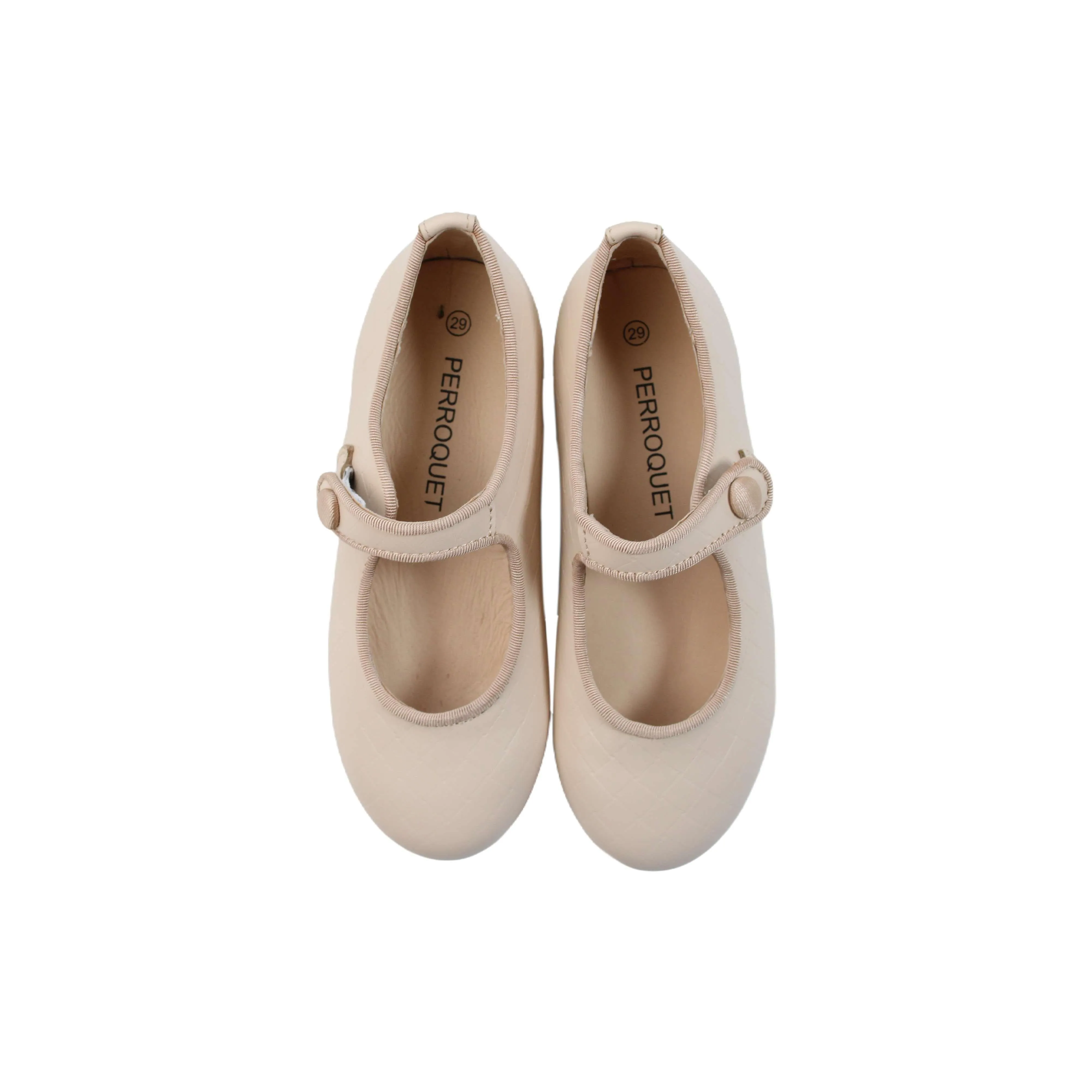 Perroquet Shoes Basketweave Leather Round-Front Mary Janes - Pink