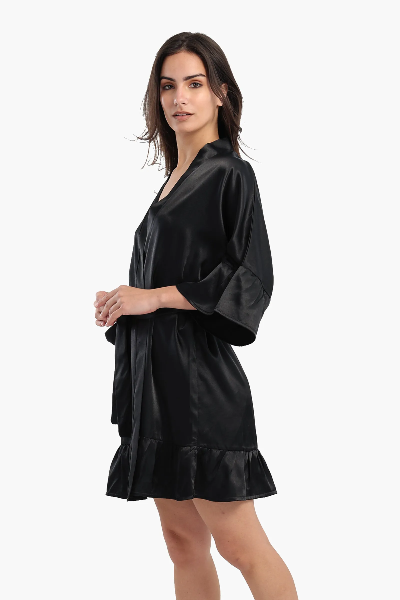 Playful Sleeves Satin Robe