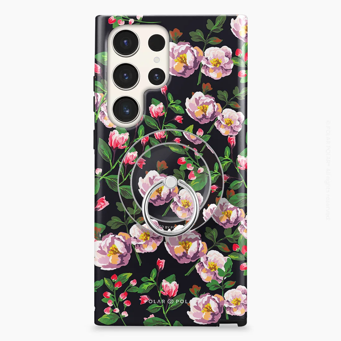Purple Camellias - Silver MagSafe Phone Grip and Ring Holder Stand