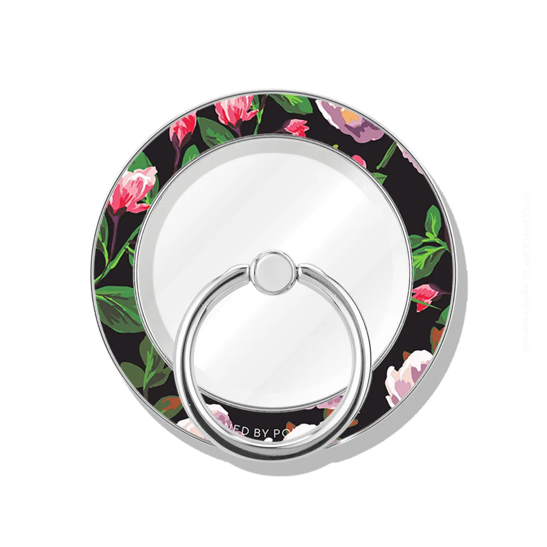 Purple Camellias - Silver MagSafe Phone Grip and Ring Holder Stand