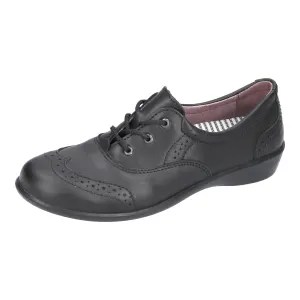 Ricosta Kate - Black Leather Brogue Lace Up School Shoe
