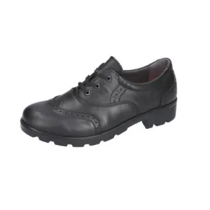 Ricosta Lucy - Black Leather Brogue Lace Up School Shoe