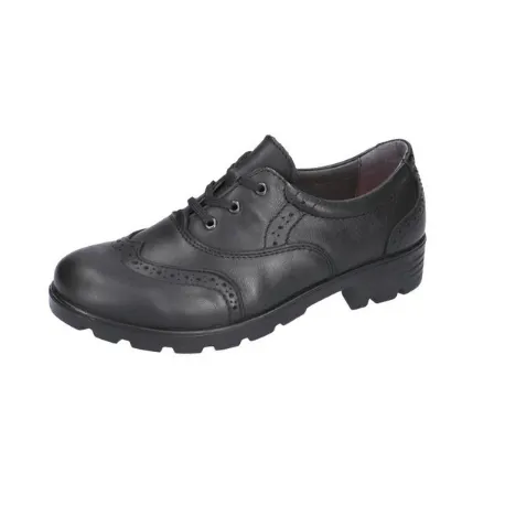 Ricosta Lucy - Black Leather Brogue Lace Up School Shoe