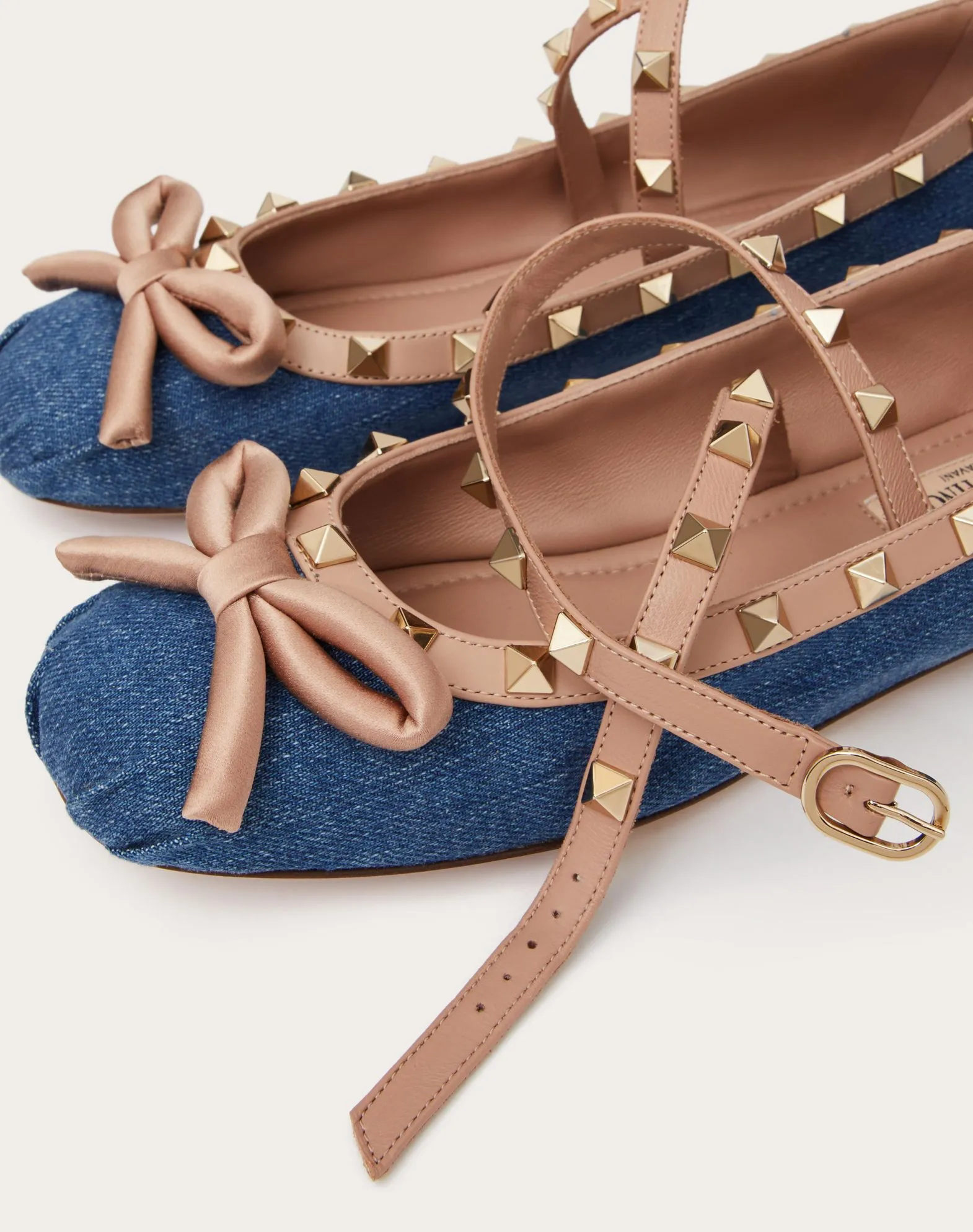 Rockstud Denim Ballerinas